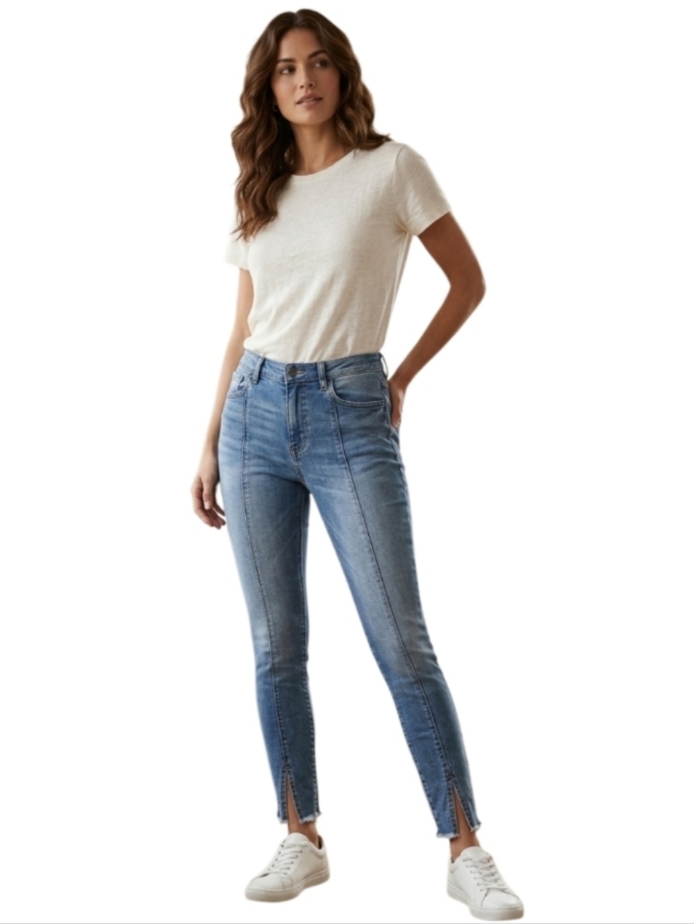 BUFFALO DAVID BITTON High Rise Skinny Skylar Whiskered Sanded Split Raw Hem NWT